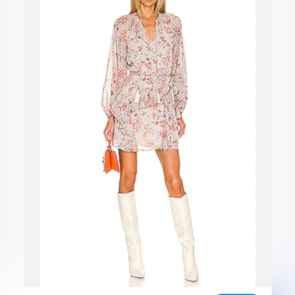 Minkpink Alcha Ruffle‎ Floral Long Sleeve Mini Dress extra small NWT